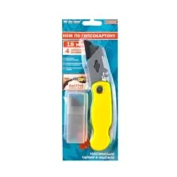Нож для гипсокартона складной, пластиковый, 4 запасных лезвия 18 мм, "MAXIMUM" MX 09325 (2325)